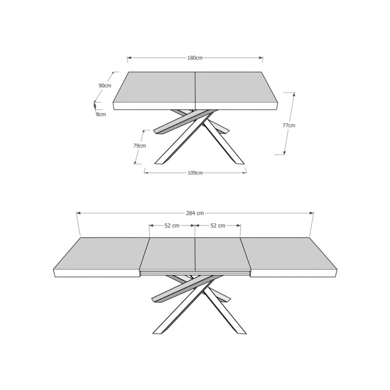Tavolo allungabile 180/284x90 cm Volantis tortora gambe antracite - immagine 6