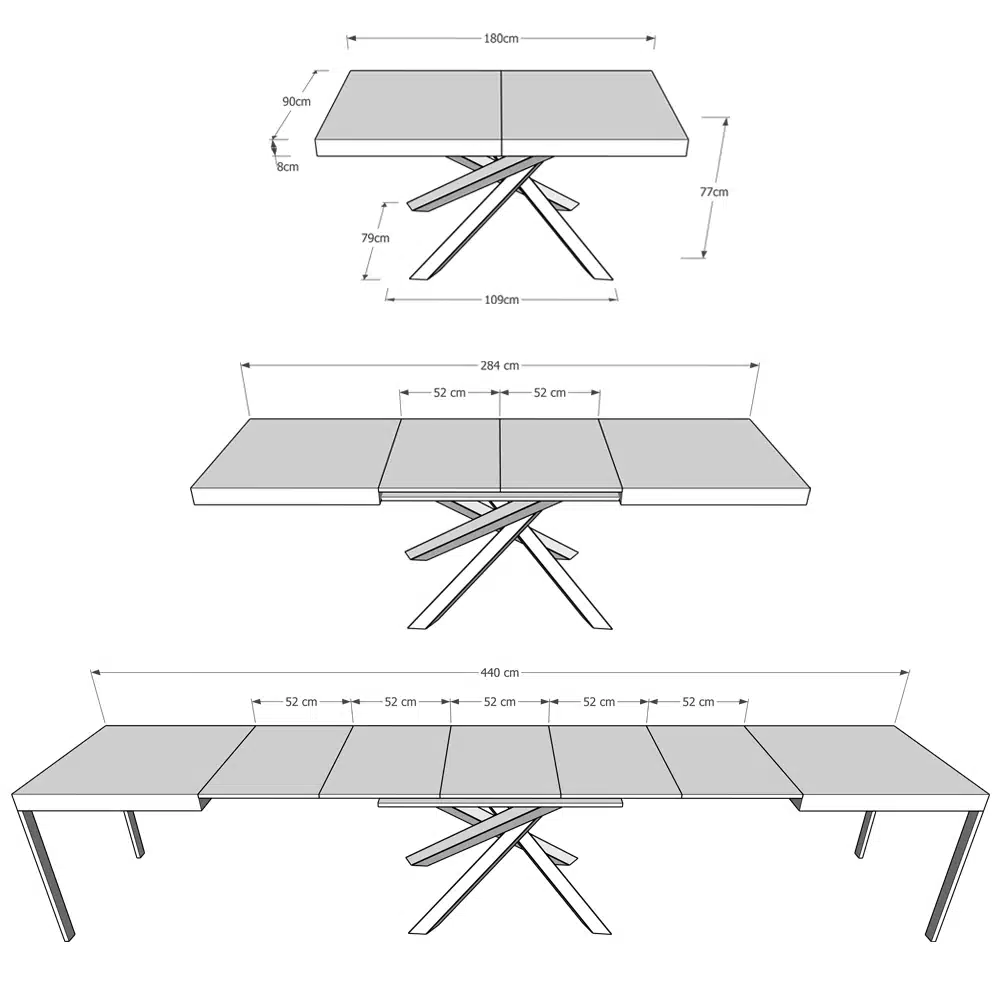 Tavolo allungabile 180/440x90 cm Volantis bianco frassino gambe multicolore 4/A - immagine 6