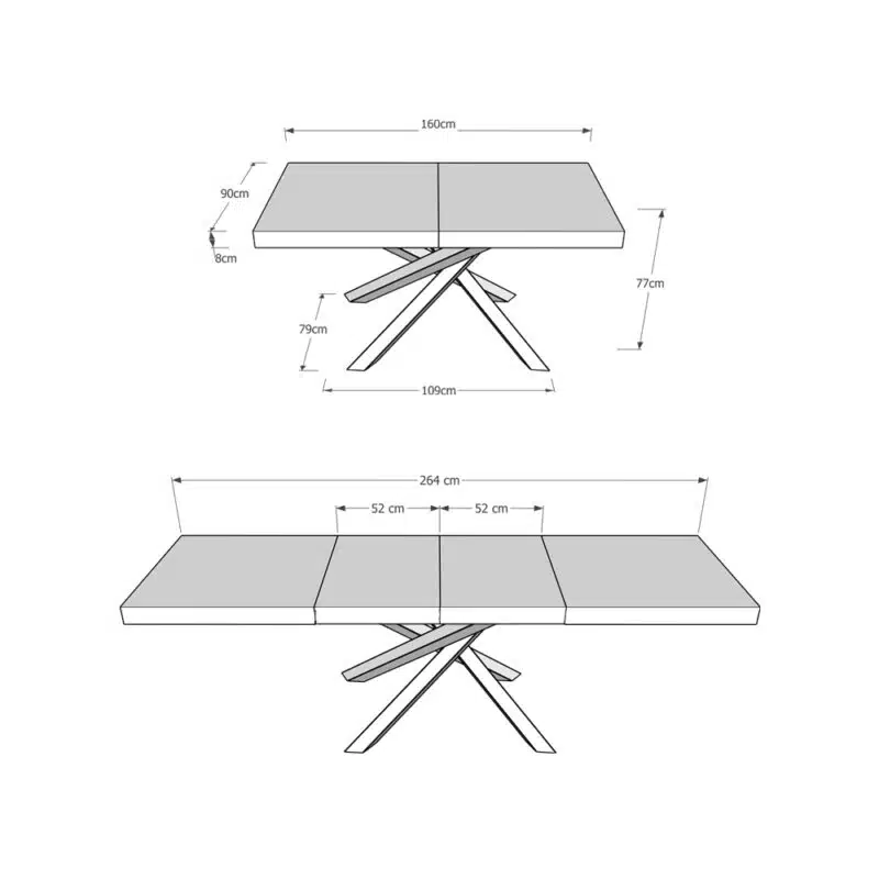 Tavolo allungabile 160/264x90 cm Volantis Premium bianco frassino gambe multicolore 4/B - foto 5