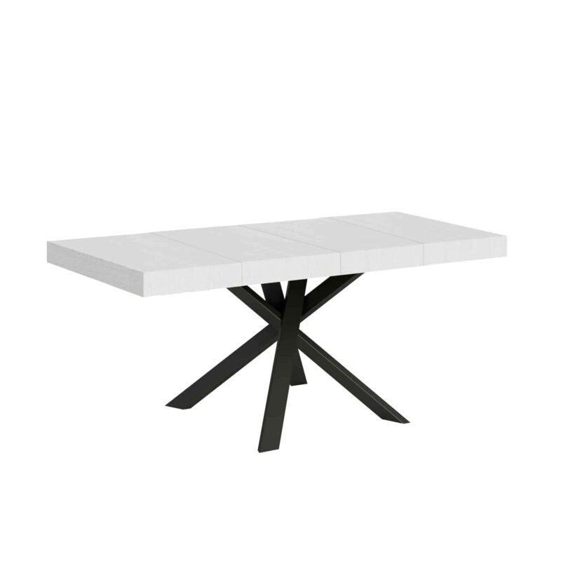 Tavolo allungabile 90/194x90 cm Clerk Premium bianco frassino gambe antracite
