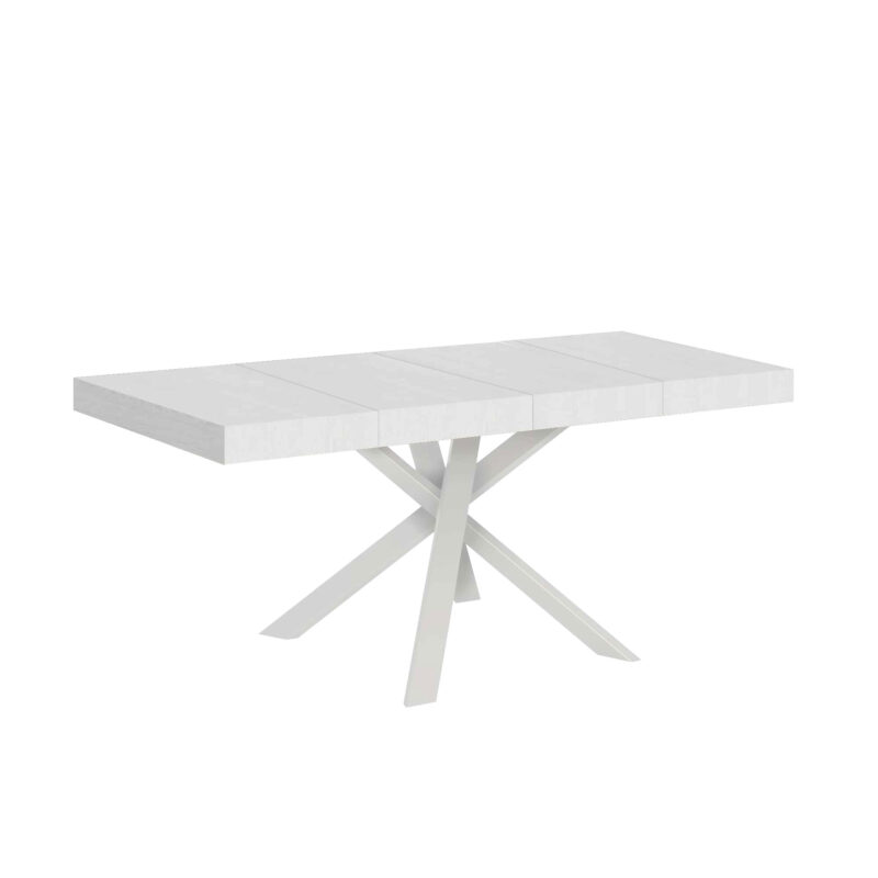 Tavolo allungabile 90/194x90 cm Clerk Premium bianco frassino gambe bianche