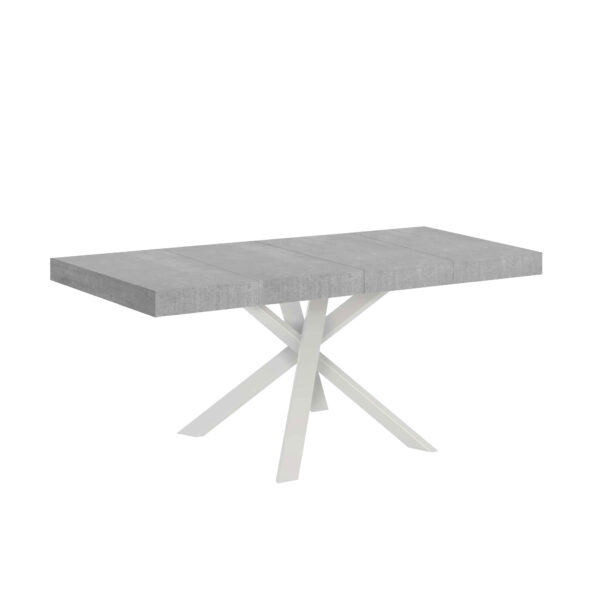 Tavolo allungabile 90/194x90 cm Clerk Premium cemento gambe bianche