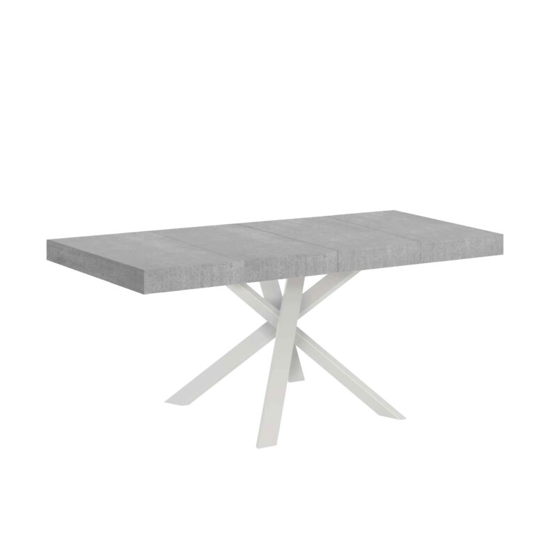 Tavolo allungabile 90/194x90 cm Clerk Premium cemento gambe bianche