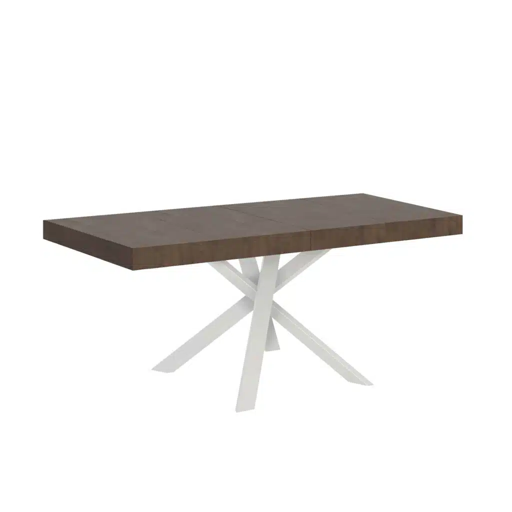 Tavolo allungabile 90/194x90 cm Clerk Premium noce gambe bianche - foto 1