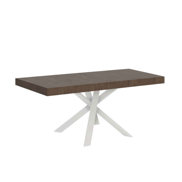 Tavolo allungabile 90/194x90 cm Clerk Premium noce gambe bianche