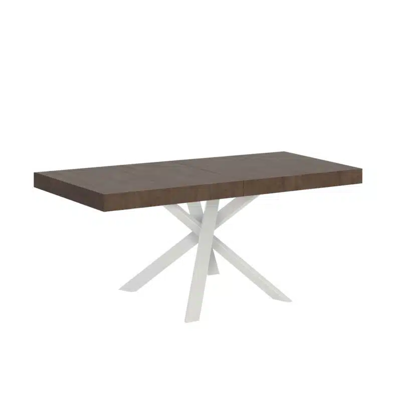 Tavolo allungabile 90/194x90 cm Clerk Premium noce gambe bianche - foto 1