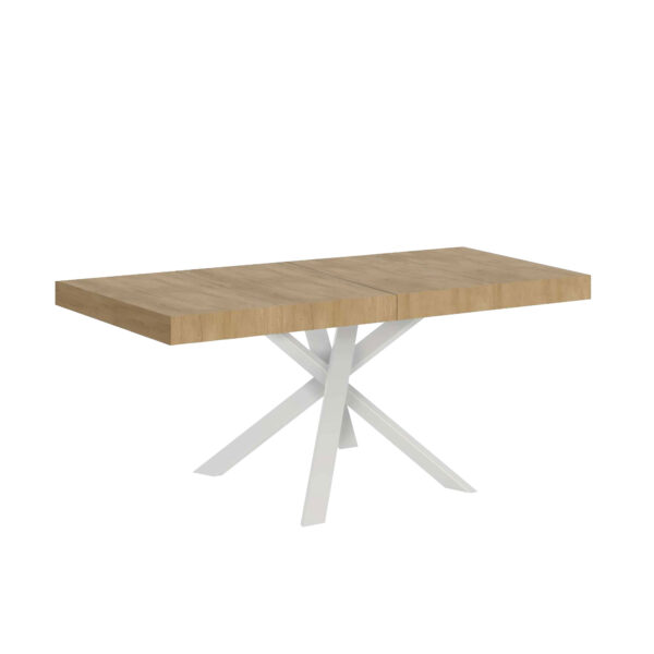 Tavolo allungabile 90/194x90 cm Clerk Premium quercia natura gambe bianche