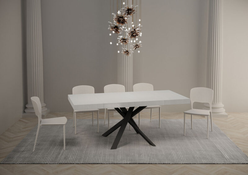 Tavolo allungabile 90/194x90 cm Clerk Premium bianco frassino gambe antracite - immagine 4