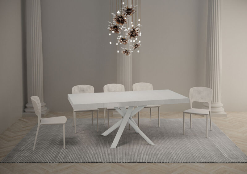 Tavolo allungabile 90/194x90 cm Clerk Premium bianco frassino gambe bianche - immagine 4