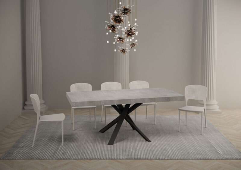 Tavolo allungabile 90/194x90 cm Clerk Premium cemento gambe antracite - immagine 4