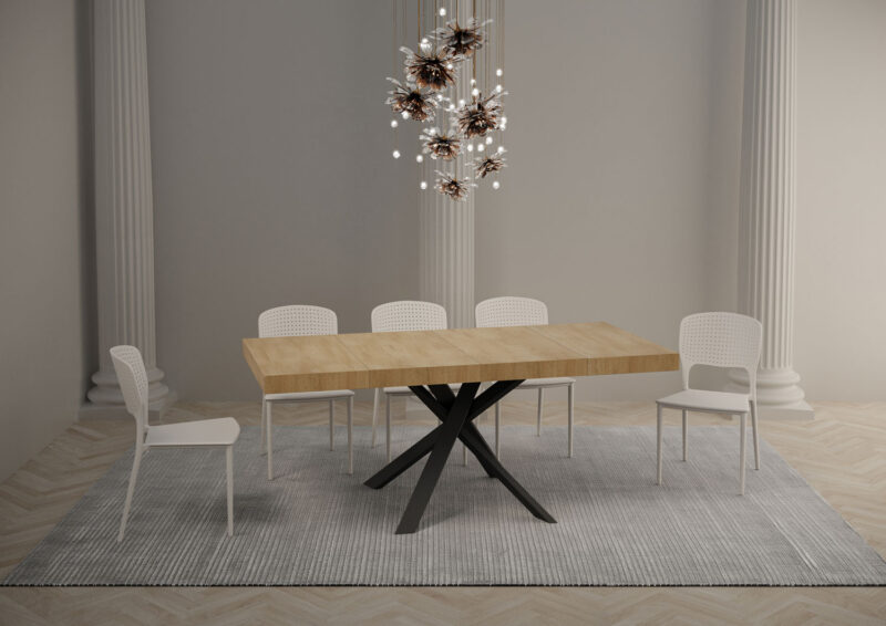 Tavolo allungabile 90/194x90 cm Clerk Premium quercia natura gambe antracite - immagine 4
