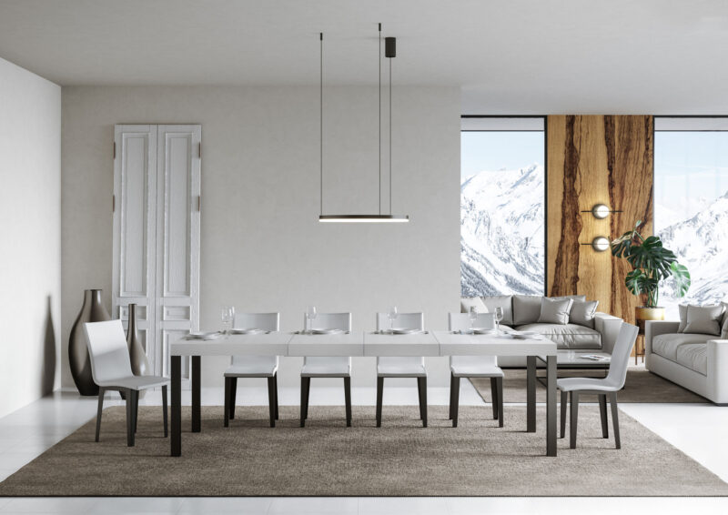 Tavolo allungabile 160/264x90 cm Everyday Premium bianco frassino gambe antracite - immagine 3
