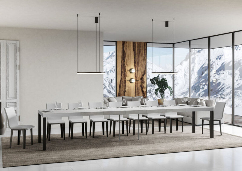 Tavolo allungabile 120/380x90 cm Everyday Premium bianco frassino gambe antracite - immagine 4