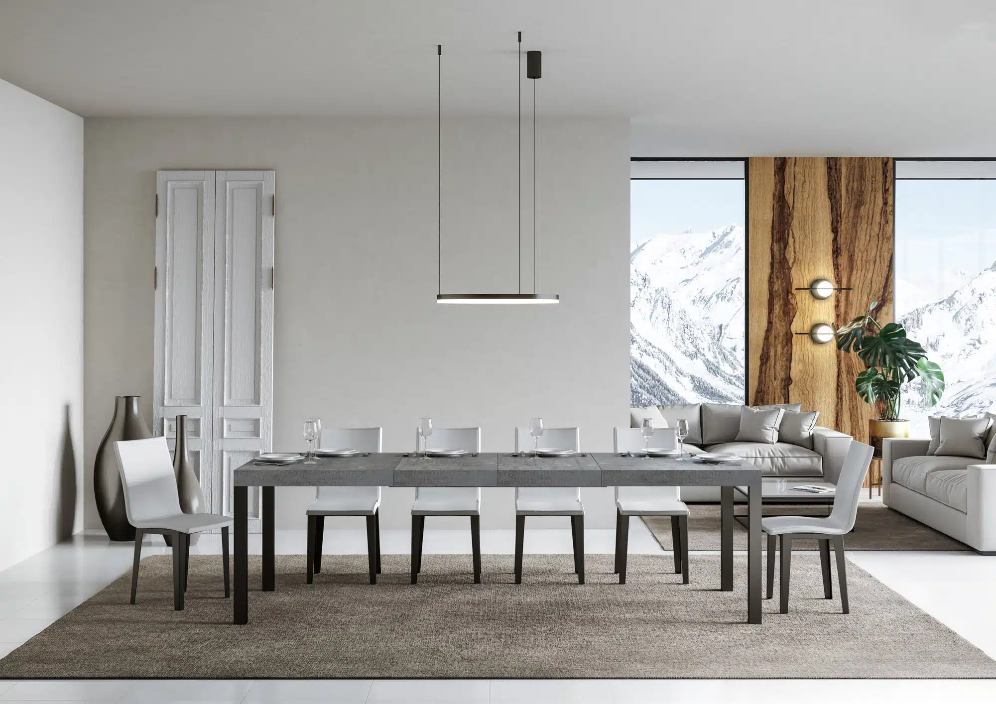 Tavolo allungabile 140/400x90 cm Everyday Premium cemento gambe antracite - immagine 3