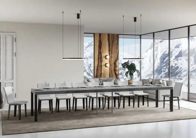 Tavolo allungabile 160/420x90 cm Everyday Premium cemento gambe antracite - foto 4