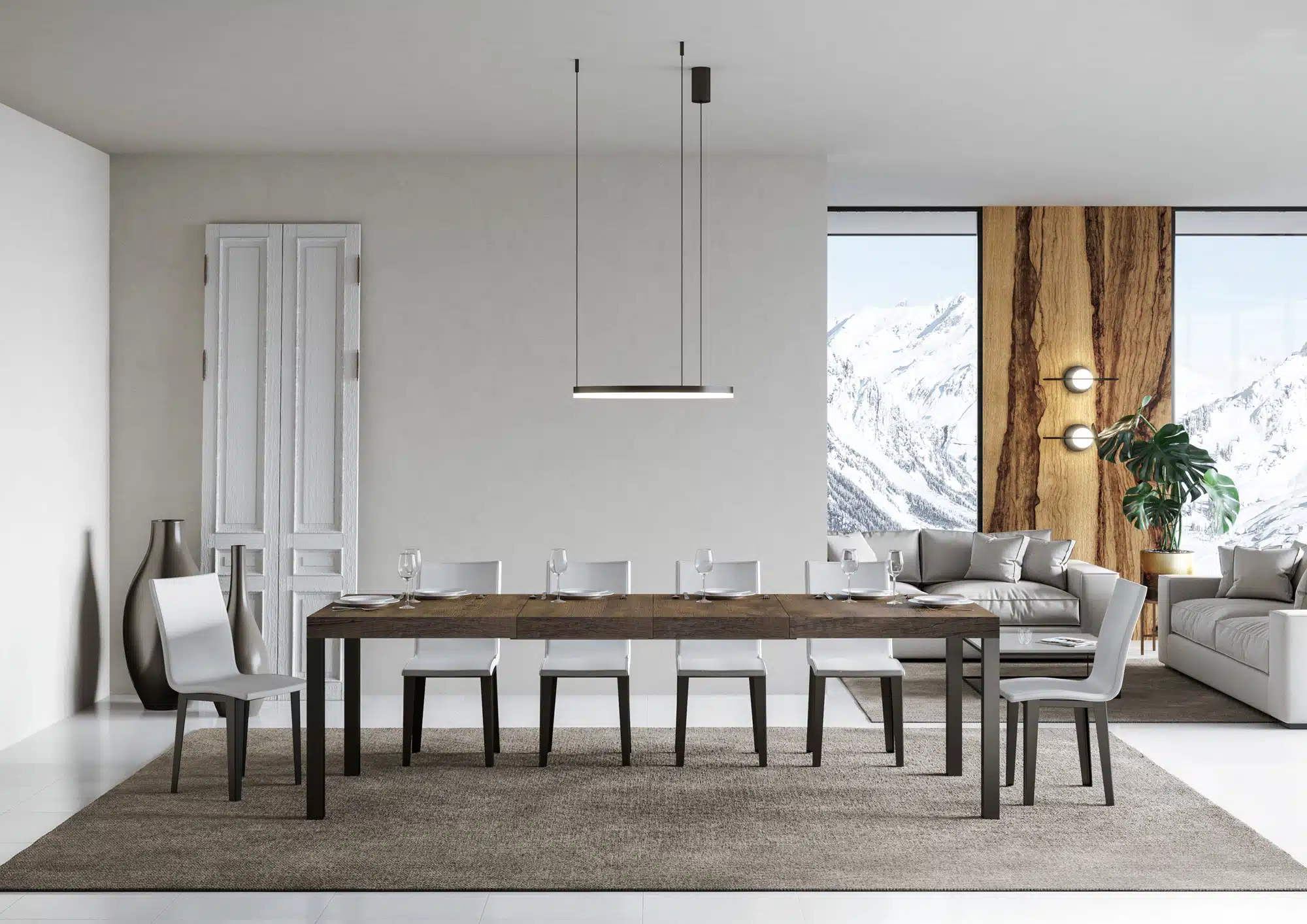 Tavolo allungabile 160/420x90 cm Everyday Premium noce gambe antracite - immagine 3
