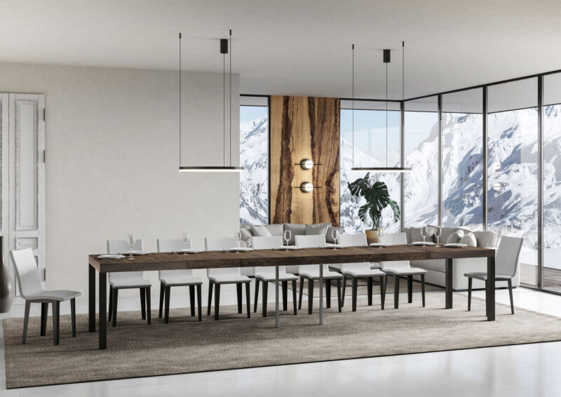 Tavolo allungabile 120/380x90 cm Everyday Premium noce gambe antracite - immagine 4