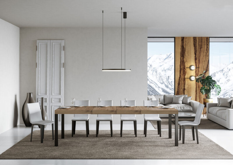 Tavolo allungabile 200/304x90 cm Everyday Premium quercia natura gambe antracite - immagine 3