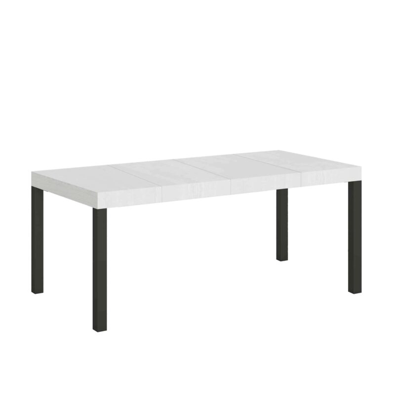 Tavolo allungabile 90/246x90 cm Everyday Premium bianco frassino gambe antracite