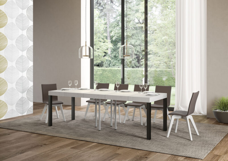 Tavolo allungabile 90/246x90 cm Everyday Premium bianco frassino gambe antracite - immagine 3
