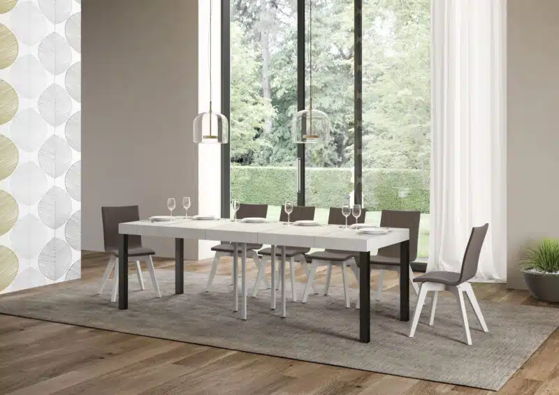 Tavolo allungabile 90/246x90 cm Everyday Premium bianco frassino gambe antracite - foto 3