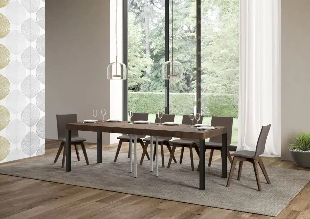 Tavolo allungabile 90/246x90 cm Everyday Premium noce gambe antracite - foto 3