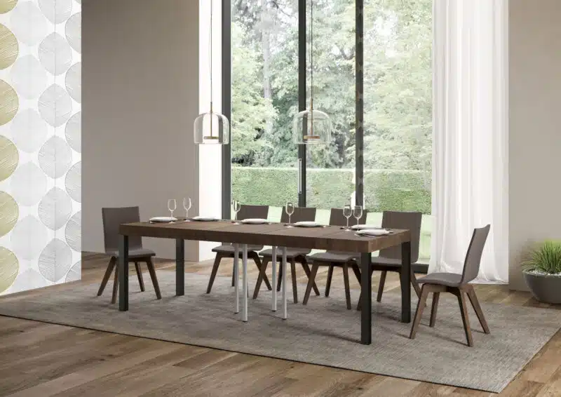 Tavolo allungabile 90/246x90 cm Everyday Premium noce gambe antracite - foto 3