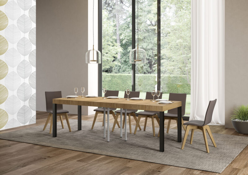 Tavolo allungabile 90/246x90 cm Everyday Premium quercia natura gambe antracite - immagine 3