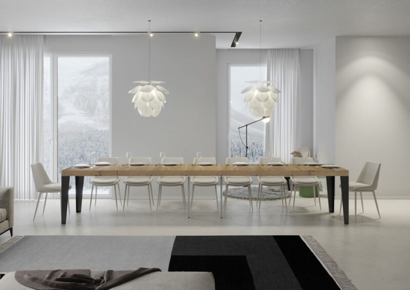 Tavolo allungabile 120/380x90 cm Flame Premium quercia natura gambe antracite - immagine 4