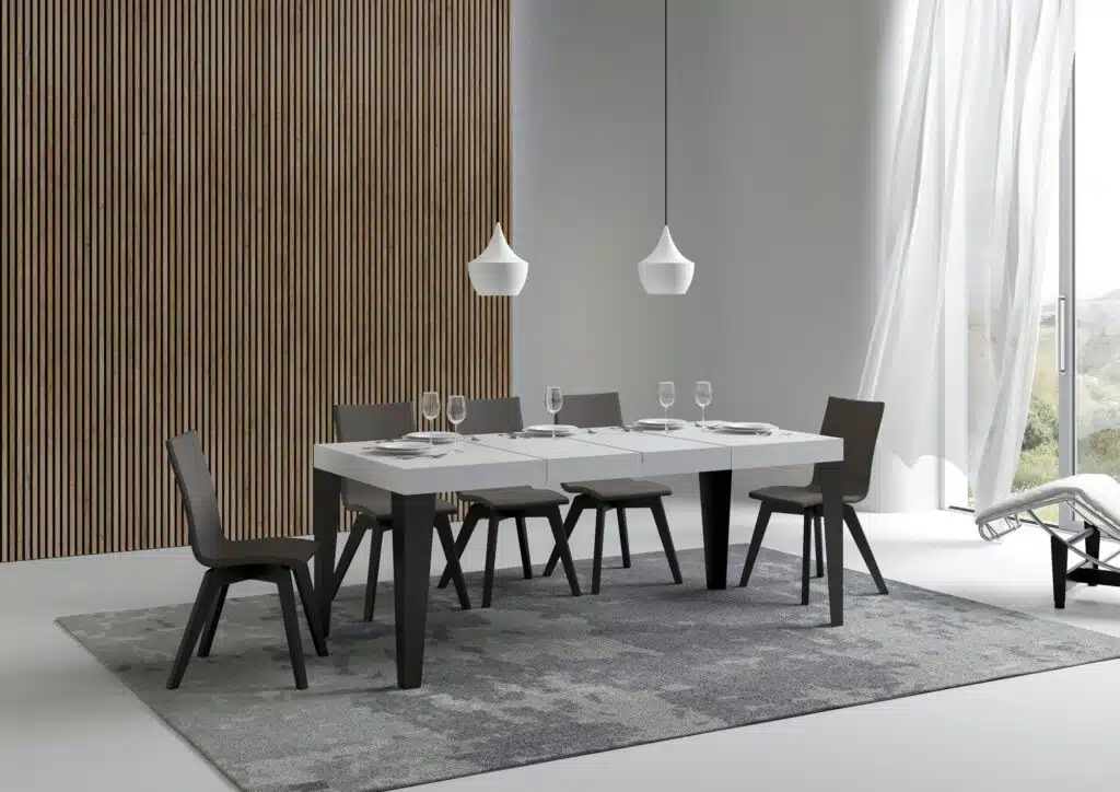 Tavolo allungabile 130/390x90 cm Flame Premium bianco frassino gambe antracite - foto 1