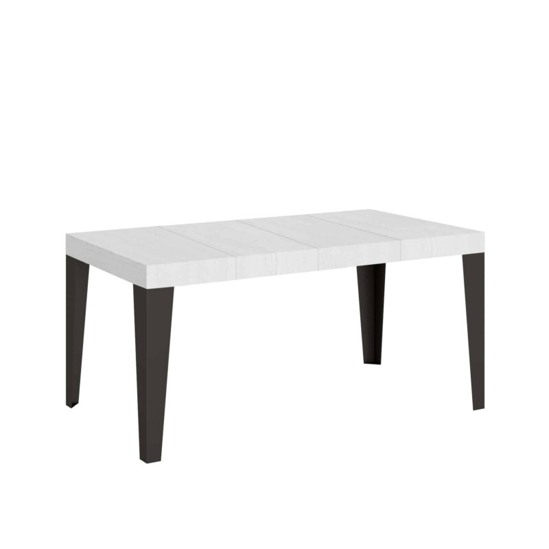 Tavolo allungabile 120/224x90 cm Flame Premium bianco frassino gambe antracite