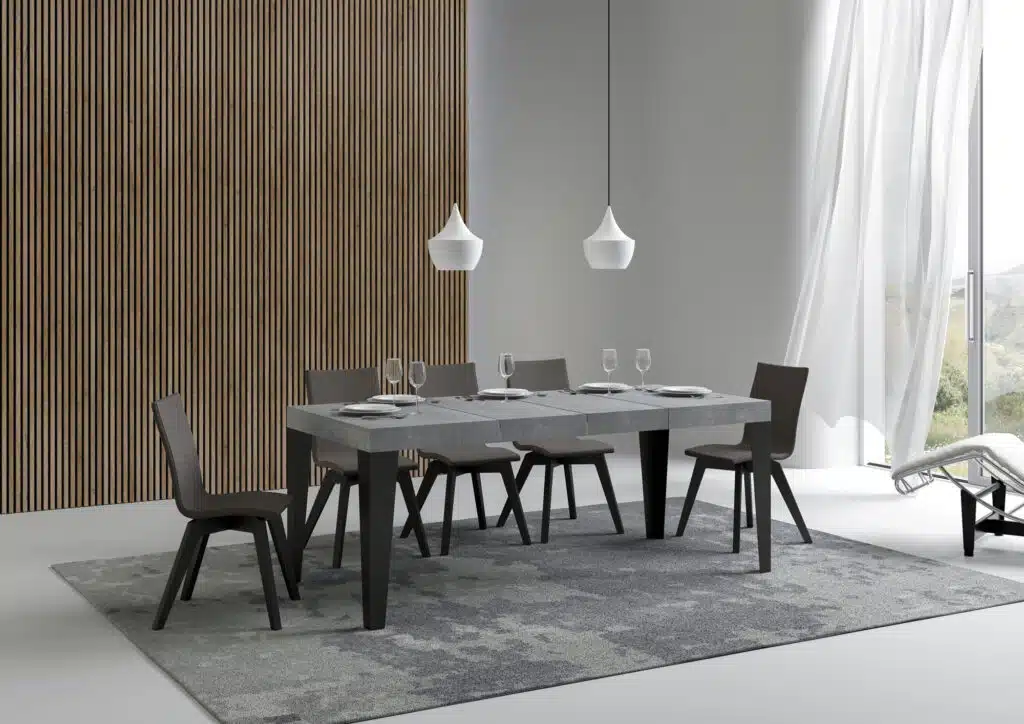 Tavolo allungabile 130/390x90 cm Flame Premium cemento gambe antracite - foto 1