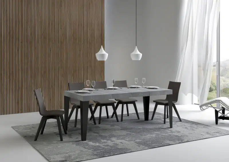 Tavolo allungabile 130/390x90 cm Flame Premium cemento gambe antracite - foto 1