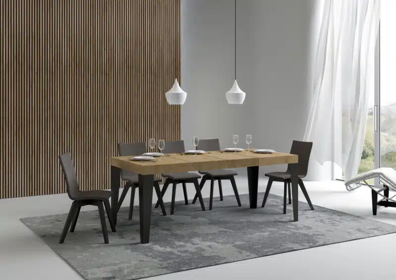 Tavolo allungabile 120/380x90 cm Flame Premium quercia natura gambe antracite - foto 1