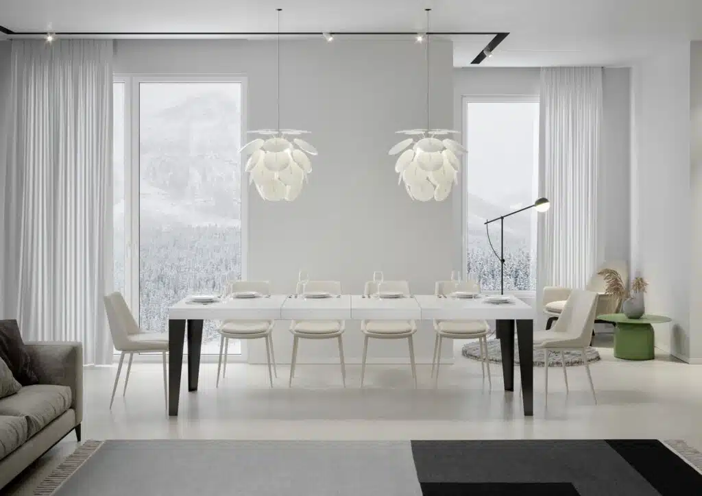 Tavolo allungabile 180/284x90 cm Flame Premium bianco frassino gambe antracite - foto 1