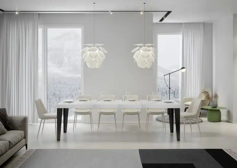 Tavolo allungabile 180/284x90 cm Flame Premium bianco frassino gambe antracite - foto 1