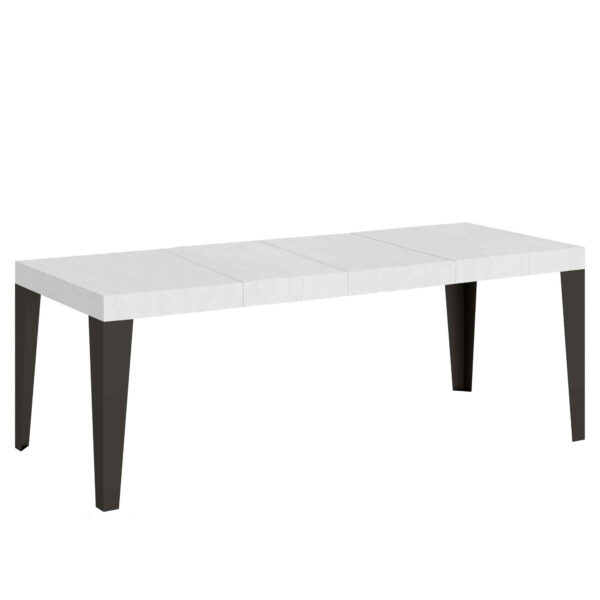 Tavolo allungabile 160/420x90 cm Flame Premium bianco frassino gambe antracite