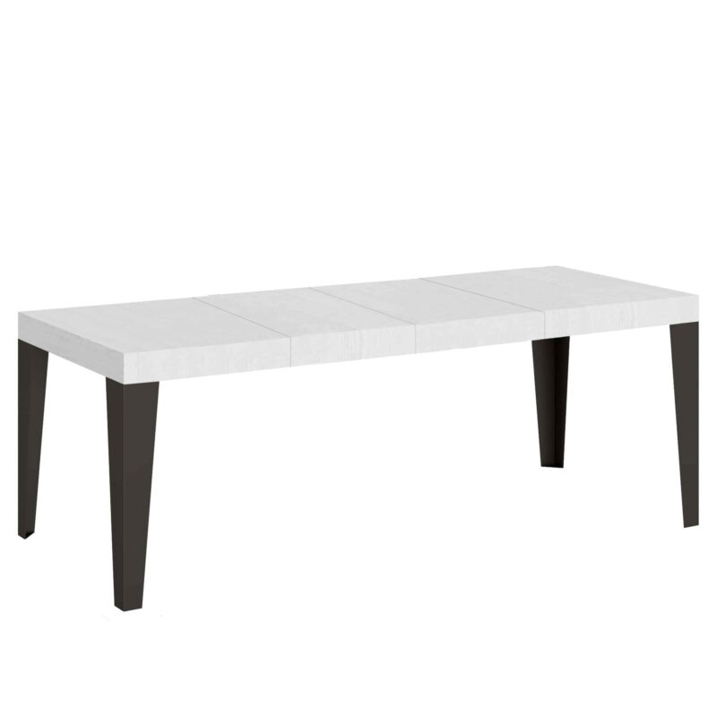Tavolo allungabile 180/440x90 cm Flame Premium bianco frassino gambe antracite