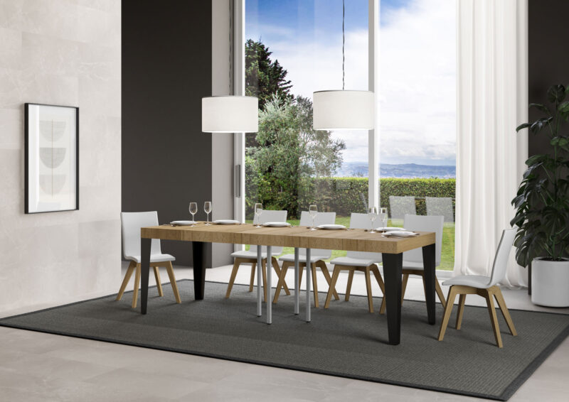 Tavolo allungabile 90/246x90 cm Flame Premium quercia natura gambe antracite - immagine 3