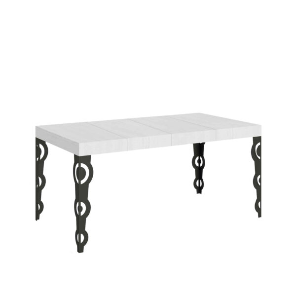 Tavolo allungabile 120/224x90 cm Karamay Premium bianco frassino gambe antracite