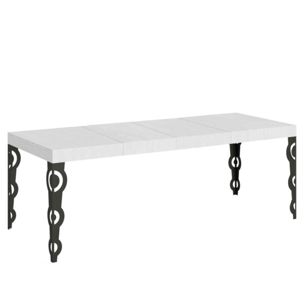 Tavolo allungabile 180/440x90 cm Karamay Premium bianco frassino gambe antracite