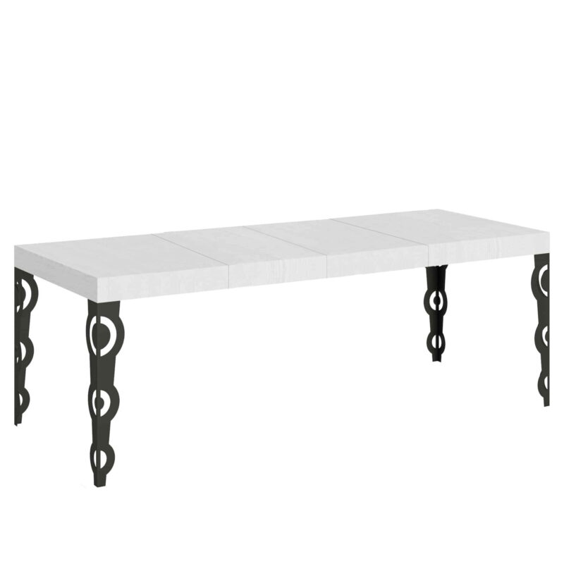 Tavolo allungabile 180/284x90 cm Karamay Premium bianco frassino gambe antracite