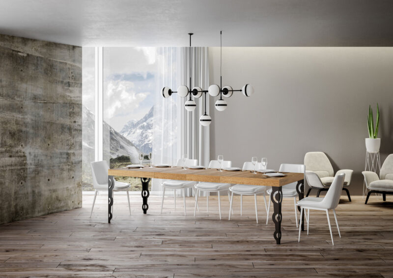 Tavolo allungabile 180/440x90 cm Karamay Premium quercia natura gambe antracite - immagine 3