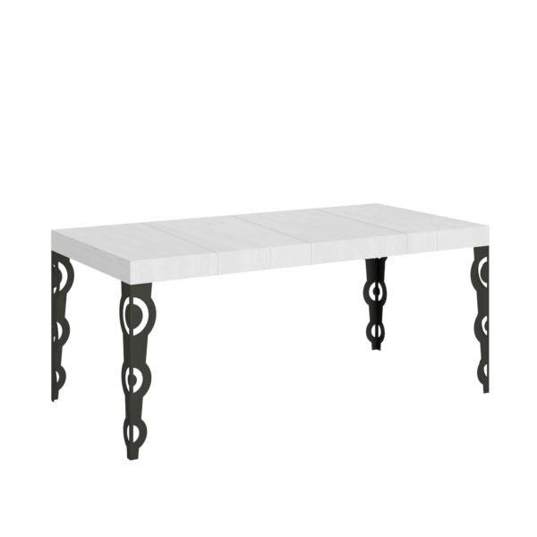 Tavolo allungabile 90/246x90 cm Karamay Premium bianco frassino gambe antracite