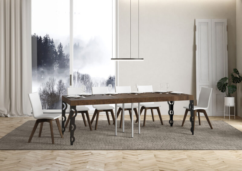 Tavolo allungabile 90/246x90 cm Karamay Premium noce gambe antracite - immagine 3