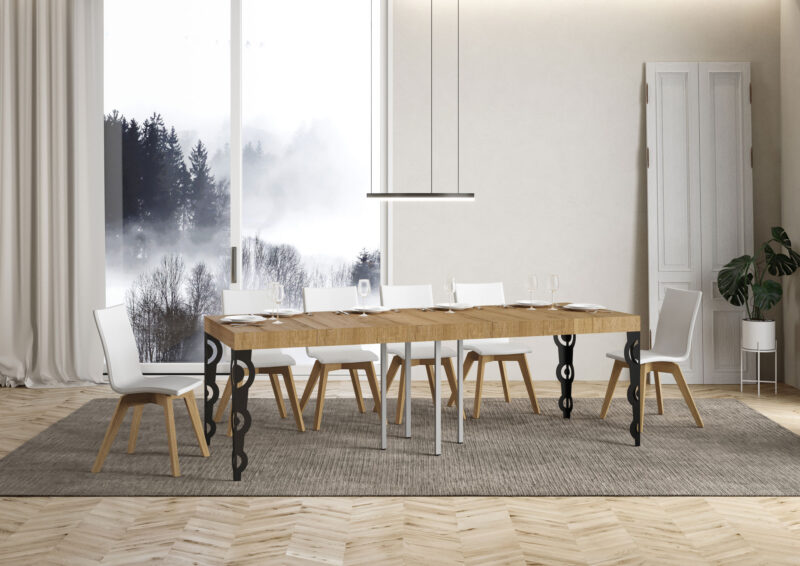 Tavolo allungabile 90/246x90 cm Karamay Premium quercia natura gambe antracite - immagine 3
