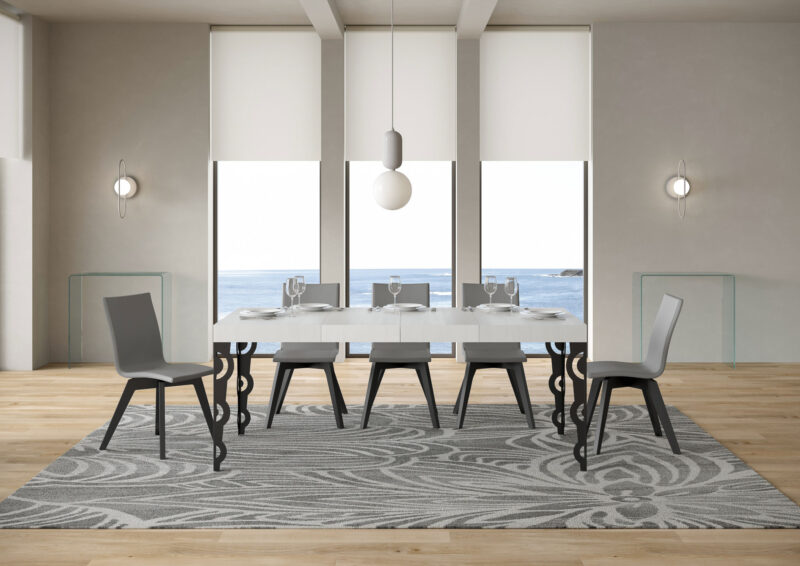 Tavolo allungabile 120/224x90 cm Karamay Premium bianco frassino gambe antracite - immagine 3