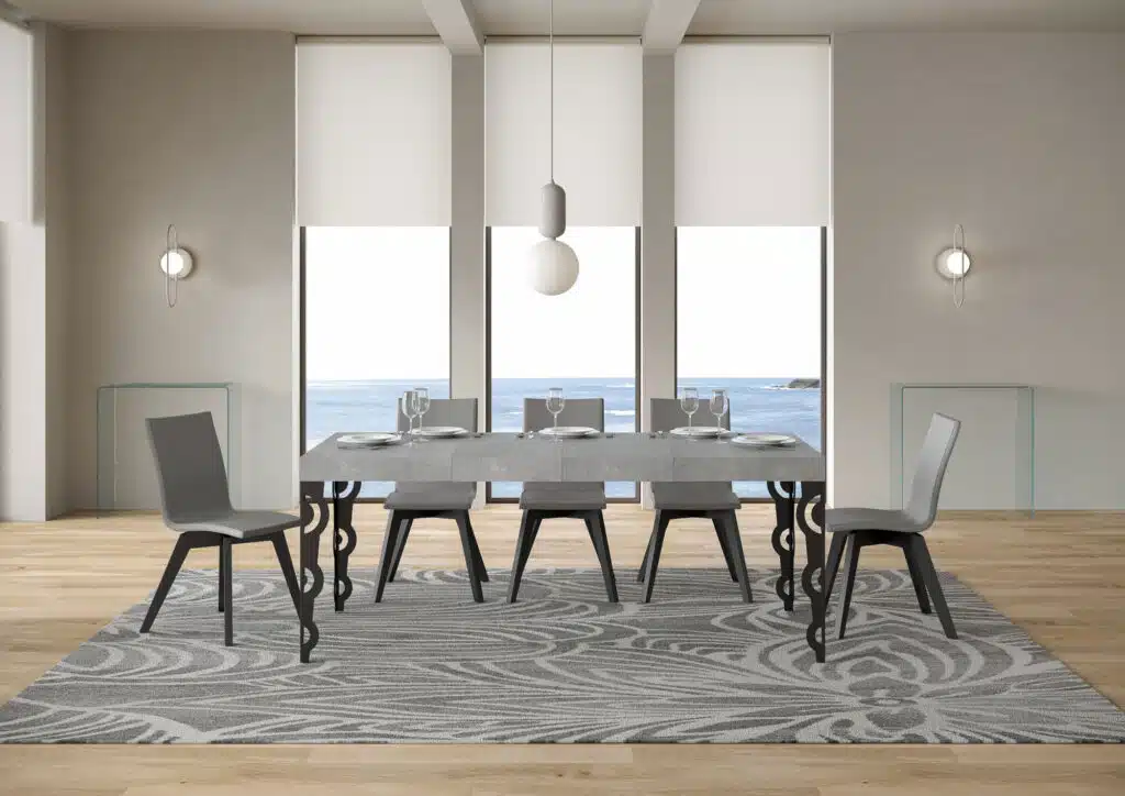 Tavolo allungabile 120/380x90 cm Karamay Premium cemento gambe antracite - foto 3