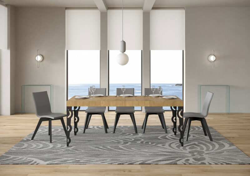Tavolo allungabile 120/224x90 cm Karamay Premium quercia natura gambe antracite - immagine 3