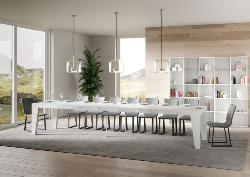 Tavolo allungabile 200/460x90 cm Naxy Premium bianco frassino - immagine 4